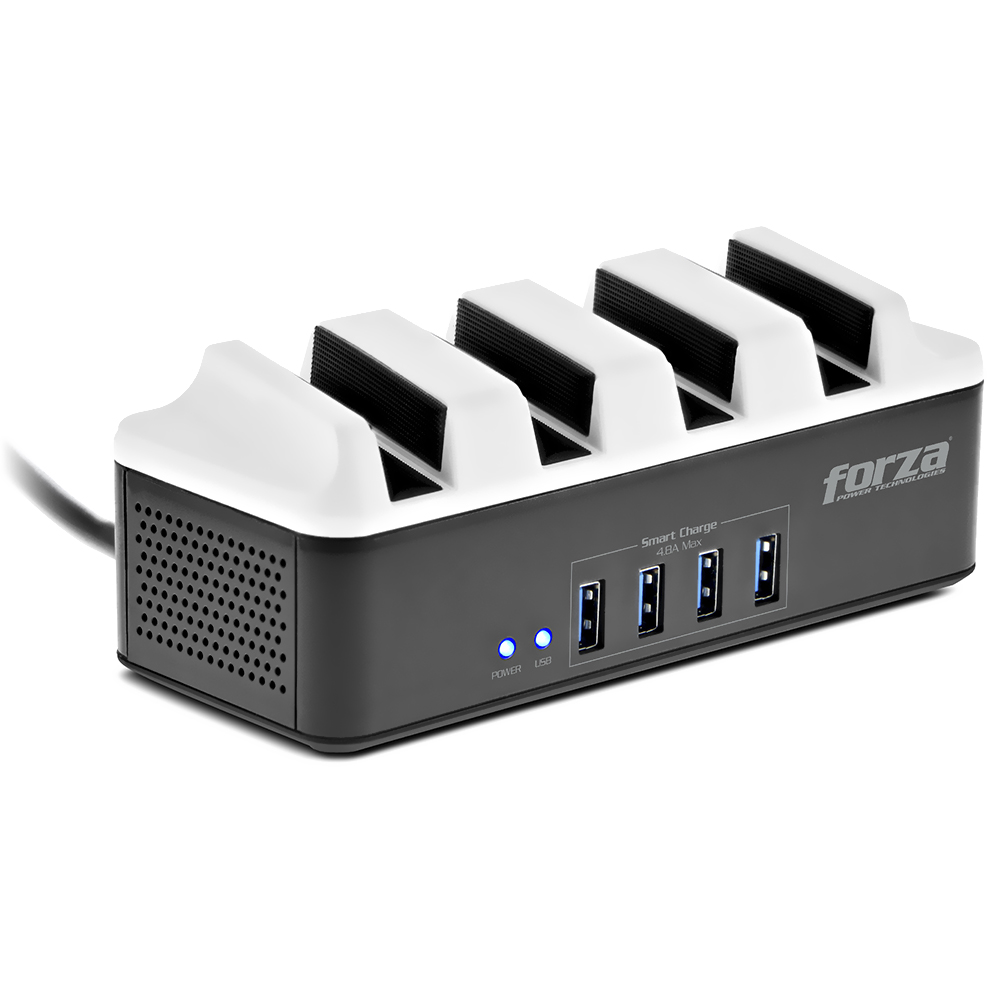 Estação de Carregamento Forza FSP-4402USB-C 4 Tomadas / 4 USB 3.0  - Preto / Branco 