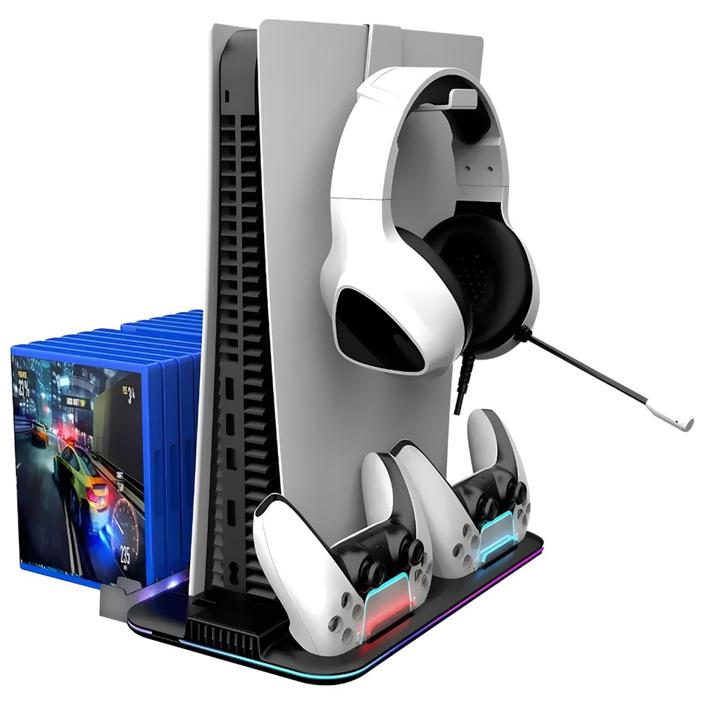 Estação de Carregamento Multifuncional Krab KBDS5 para PS5 / RGB - Preto