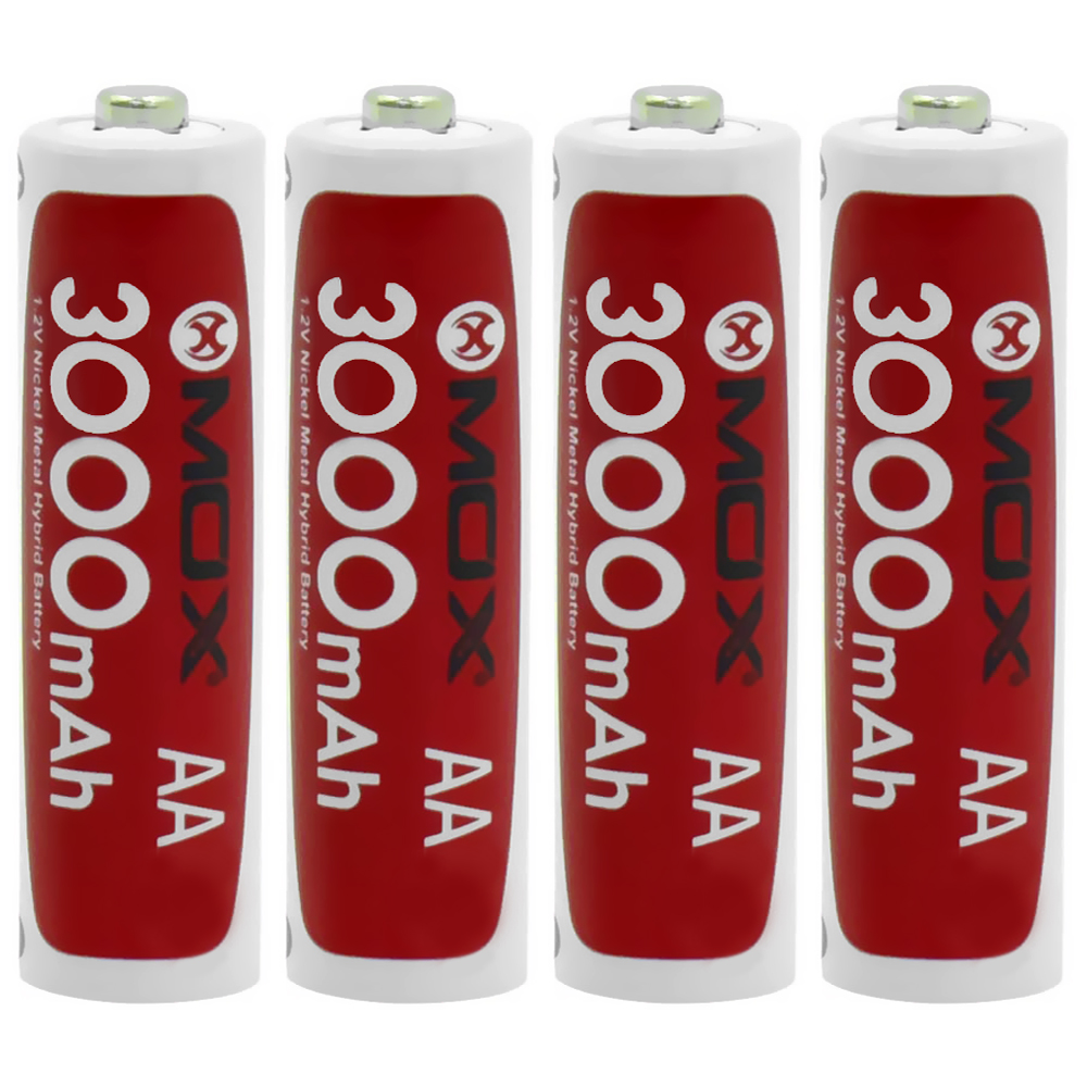 Pilha Recarregável Mox MOB4AA30 3000MAH AA - Kit com 4