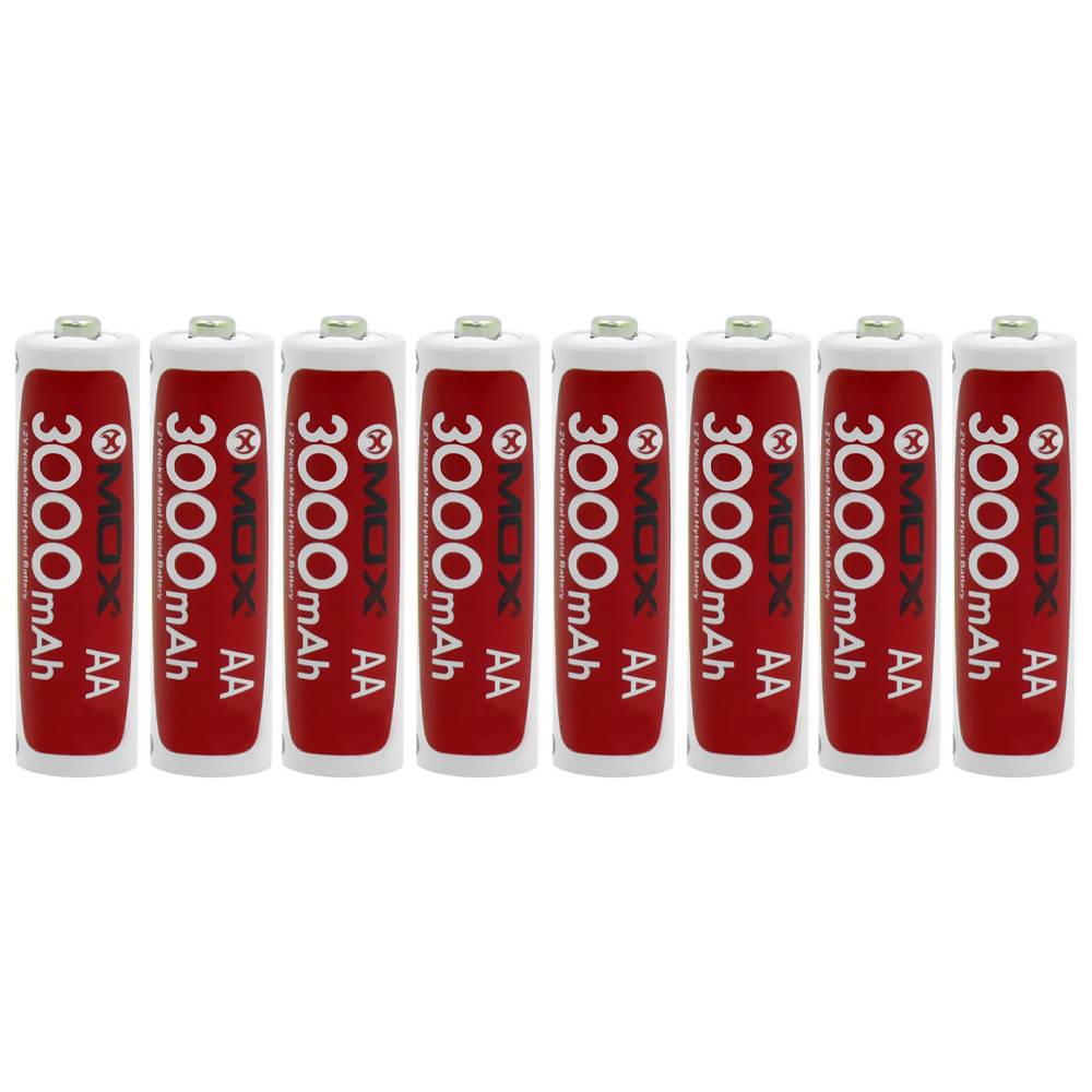 Pilha Recarregável Mox MOB8AA30 3000MAH AA - Kit com 8