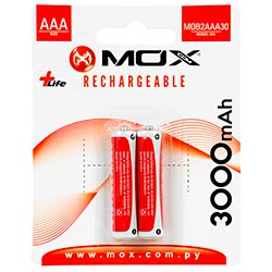 Pilhas Recarregável Mox AAA com 2 Pilhas / 3000MAH - MOB2AAA30