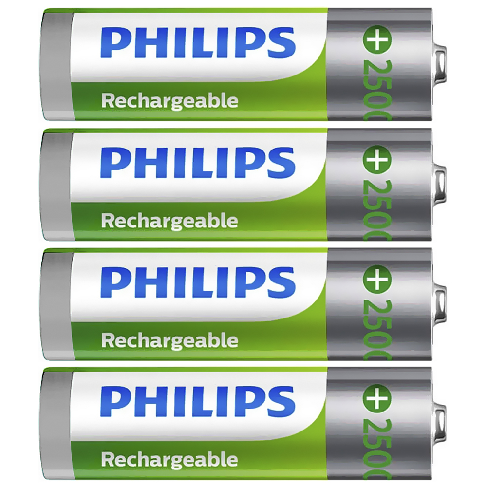 Pilhas Recarregável Philips AA com 4 Pilhas / 2500MAH - R6B4RTU25/97