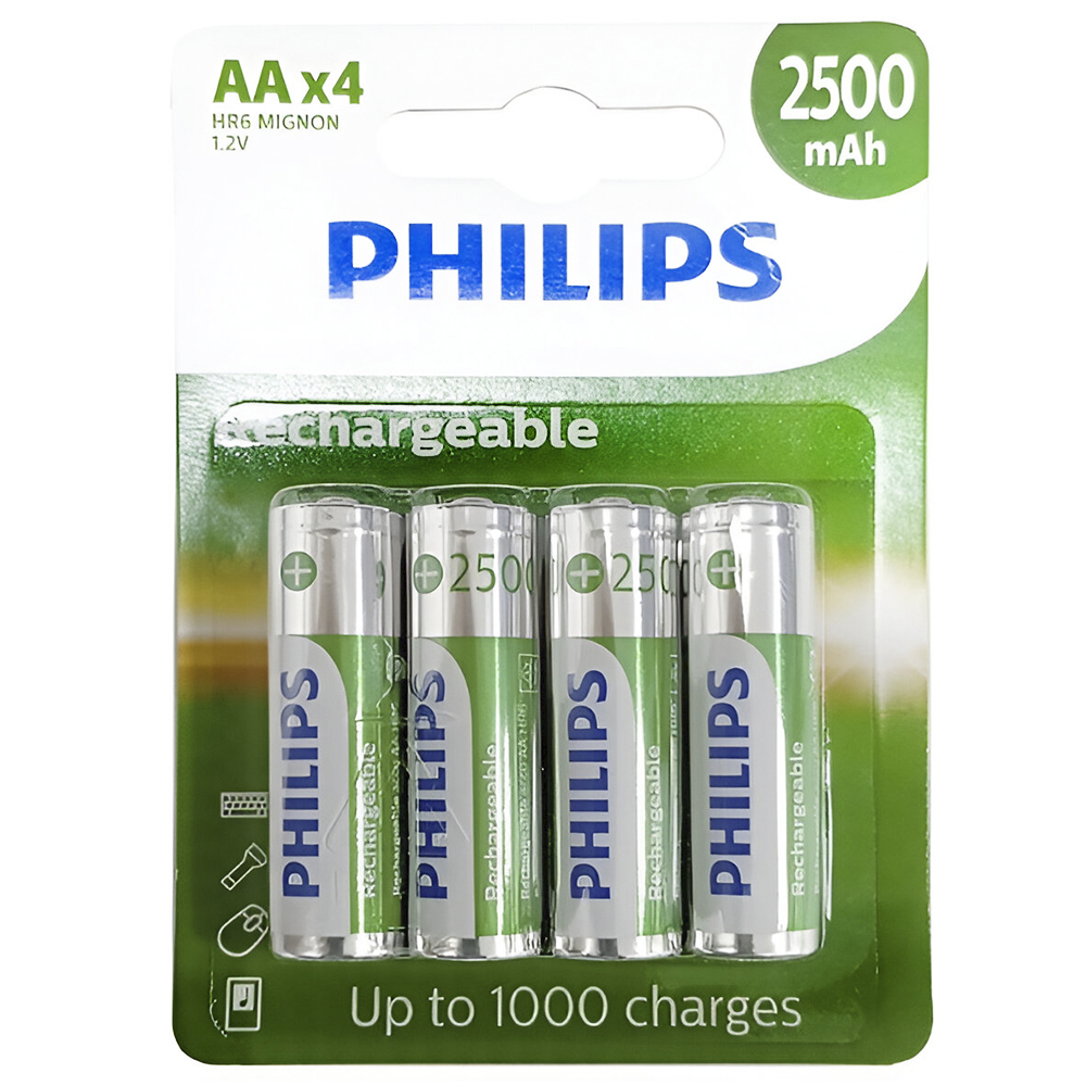 Pilhas Recarregável Philips AA com 4 Pilhas / 2500MAH - R6B4RTU25/97
