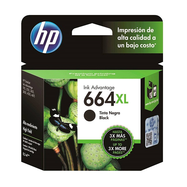 Cartucho de Tinta HP F6V31AL 664XL - Preto