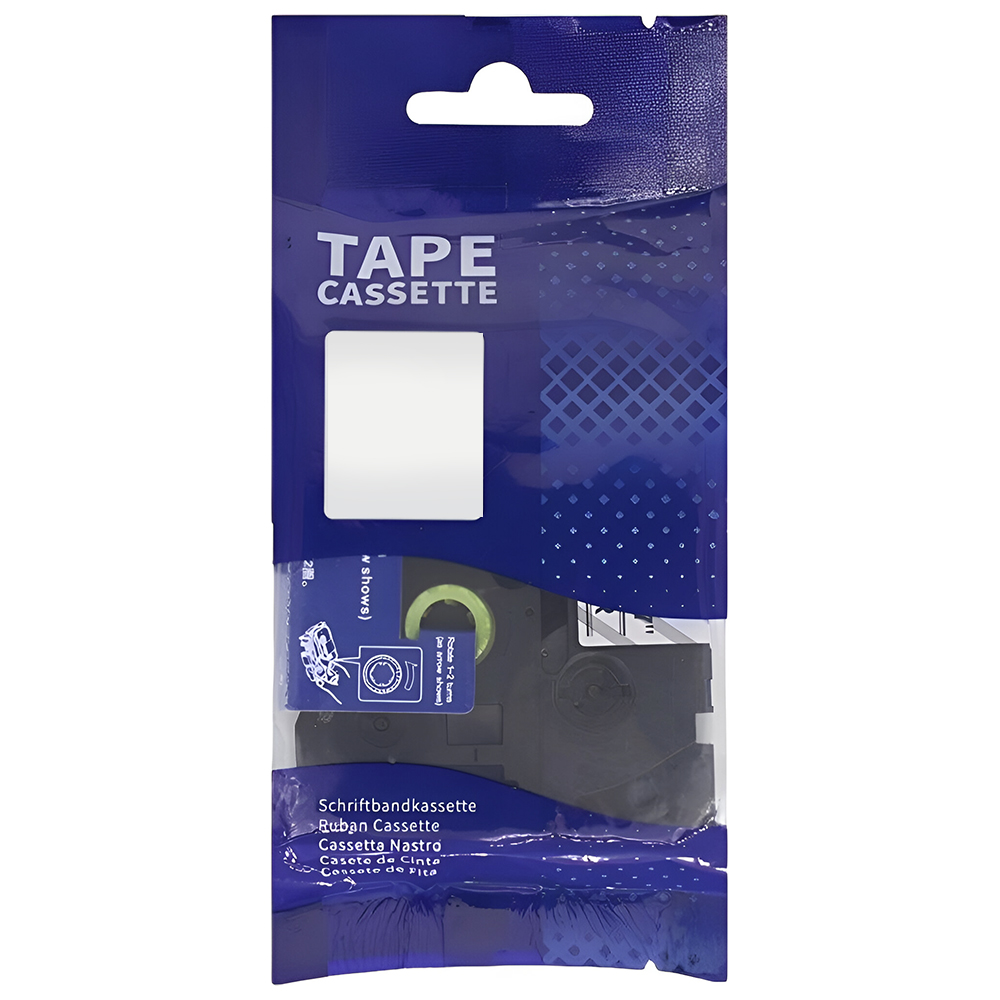Fita Adhesiva para Rotuladora Laminated AZE-211 - Preto (White Tape)