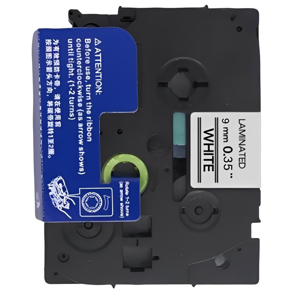 Fita Adhesiva para Rotuladora Laminated AZE-221 - Preto (White Tape)