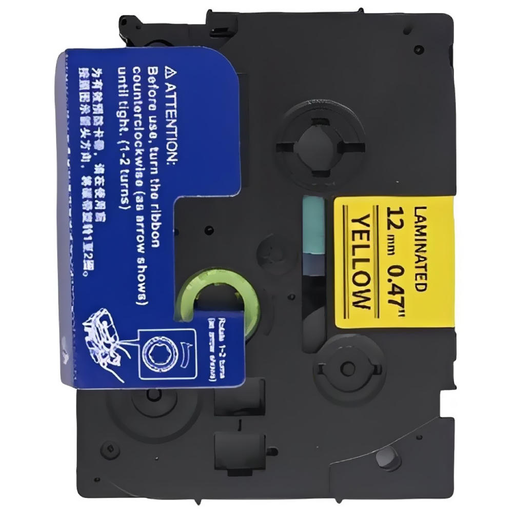Fita Adhesiva para Rotuladora Laminated AZE-631 - Preto (Yellow Tape)