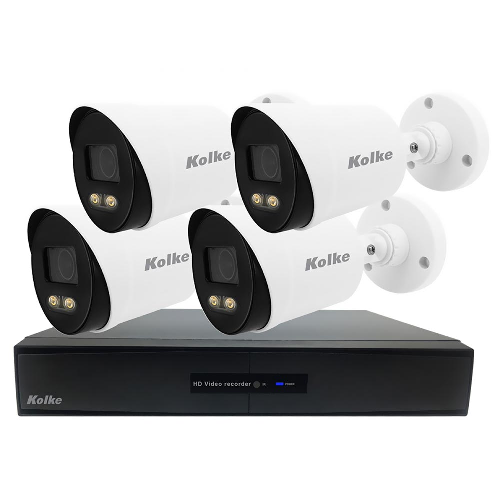 CCTV de Vigilância DVR Kolke KUK593 Kit Com 4 Câmeras Outdoor ColorVu
