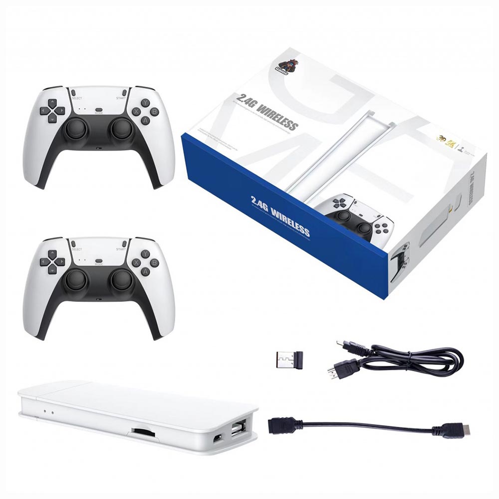 Console Blulory Game Stick M15 Pro 4K 3D 64GB - Branco + 2 Controles Wireless (Com 647 Jogos)