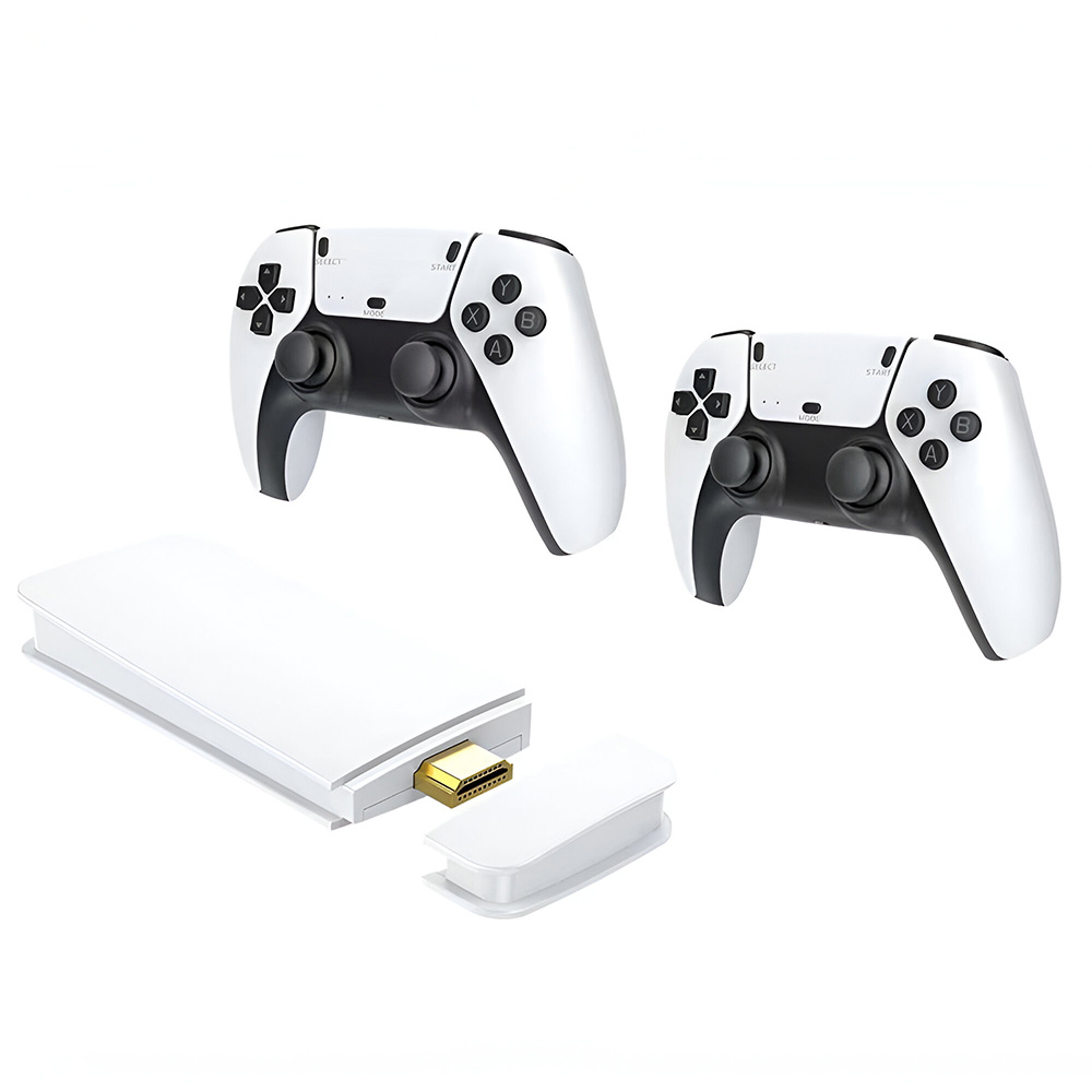 Console Game Stick 3D 4K - Branco + 2 Controles Wireless (Com 10000 Jogos)