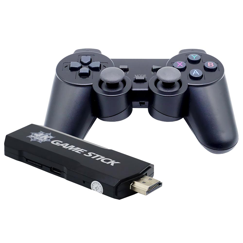 Console Game Stick 4 Life 3D - Preto + 2 Controles Wireless (Com 10000 Jogos)