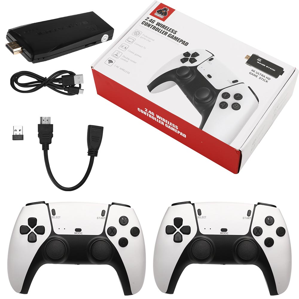 Console Game Stick Lite 4K XYJ-1519 - Preto + 2 Controles (Com 10000 Jogos)