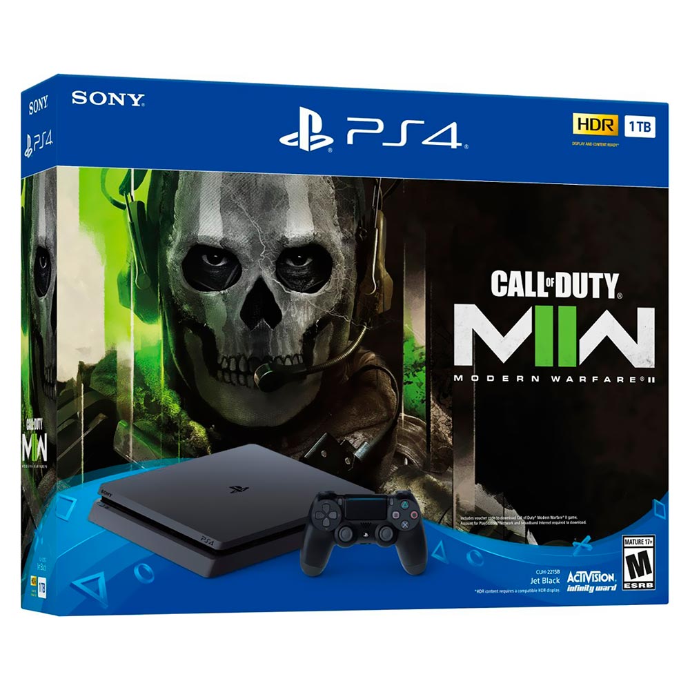 Console Sony PlayStation 4 Slim CUH-2215B 1TB / Bivolt - Preto + Jogo Call Of Duty Modern Warfare II (Americano)
