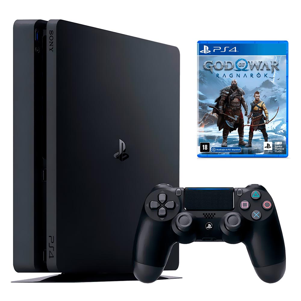 Console Sony PlayStation 4 Slim CUH-2215B 1TB / Bivolt - Preto + Jogo God Of War Ragnarok