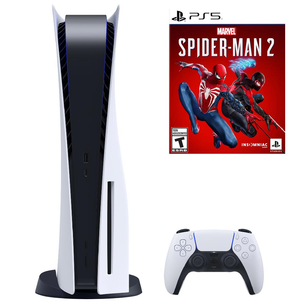 Console Sony Playstation 5 CFI-1215A 825GB / 8K / 4K / Bivolt - Branco + Jogo Marvel Spiderman 2