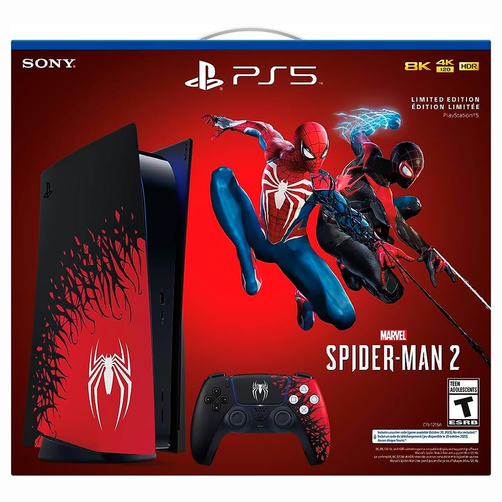 Console Sony Playstation 5 Marvels Spider-Man 2 de 825GB SSD CFI-1215A -  Vermelho/Preto na loja Mobile Zone no Paraguai 