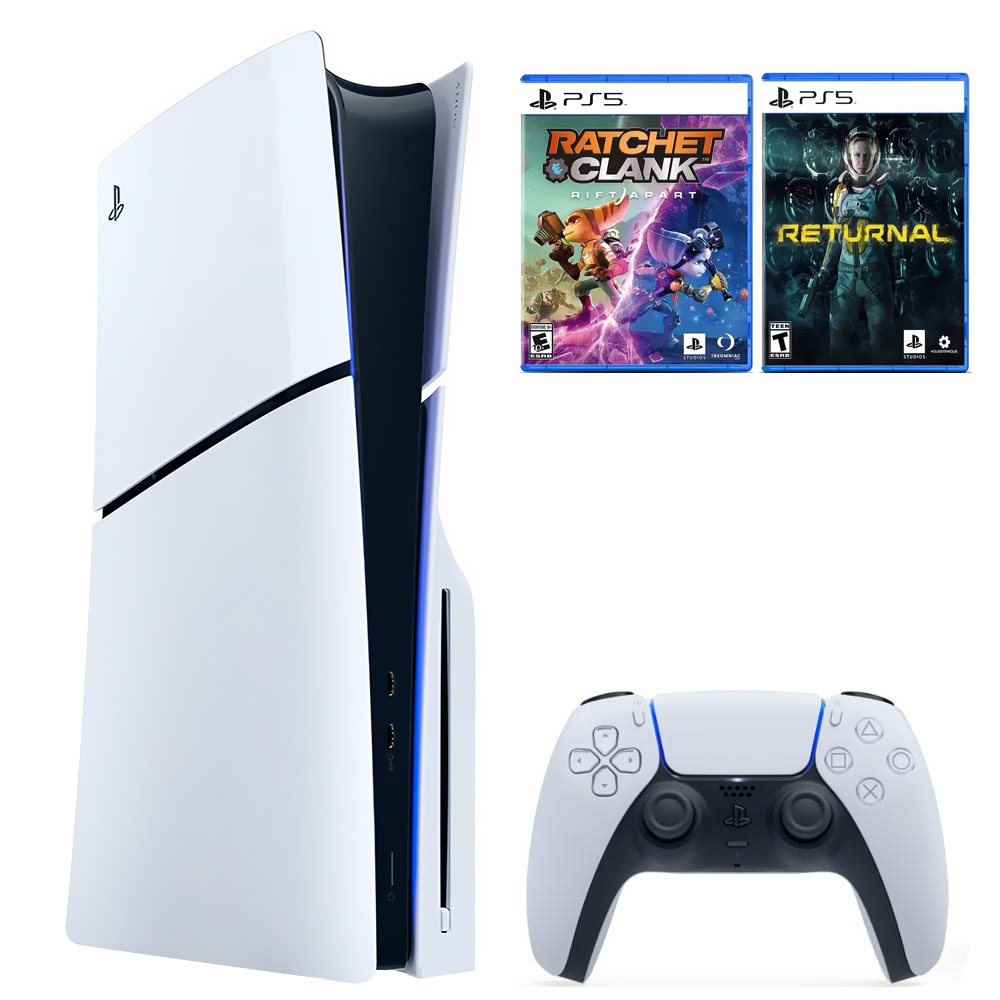 Console Sony PlayStation 5 Slim CFI-2015 A01X 1TB / Standard Edition / Bivolt - Branco + 2 Jogos Returnal / Ratchet e Clank (Americano)