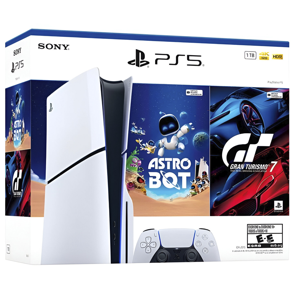 Console Sony PlayStation 5 Slim CFI-2015 A01X 1TB / Standard Edition / Bivolt - Branco + Jogos Astro Bot e Gran Turismo 7 (Americano)