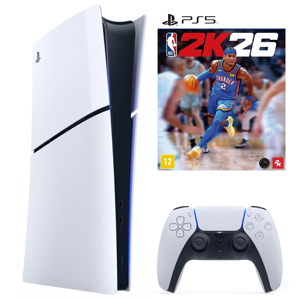 Console Sony PlayStation 5 Slim CFI-2015 B01X 1TB / Digital Edition / Bivolt - Branco + Jogo NBA 2K26 (Americano)