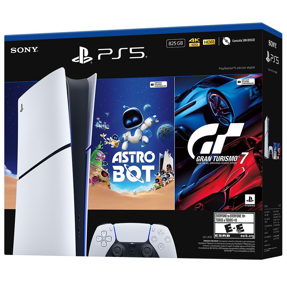 Console Sony PlayStation 5 Slim CFI-2115 B01X 825GB / Digital Edition / Bivolt - Branco + Jogo Astro Bot / Gran Turismo 7