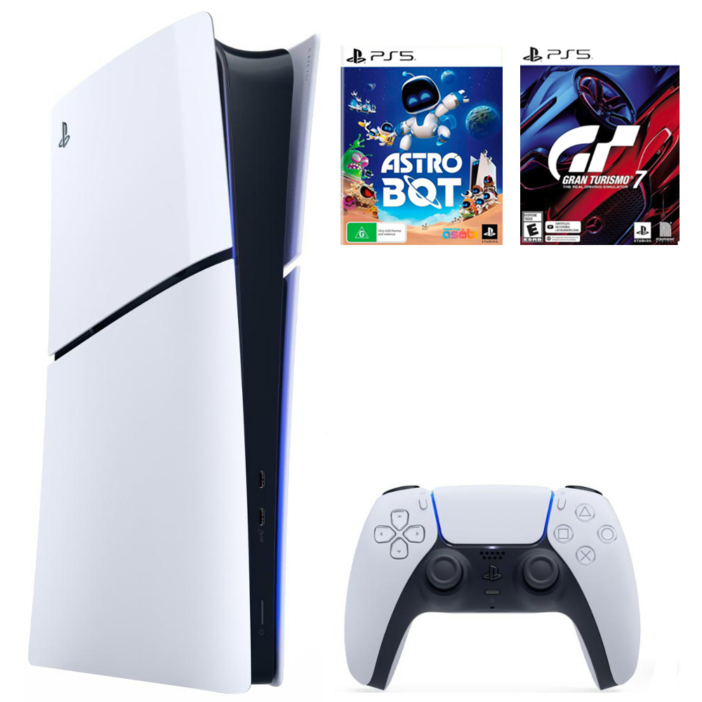 Console Sony PlayStation 5 Slim CFI-2115 B01X 825GB / Digital Edition / Bivolt - Branco + Jogo Astro Bot / Gran Turismo 7