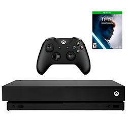 CONSOLE XBOX ONE X 1TB SSD 4K HDR AME BIVOLT PRETO + JOGO STAR WARS JEDI FALLEN ORDER+1 MES EA ACCES