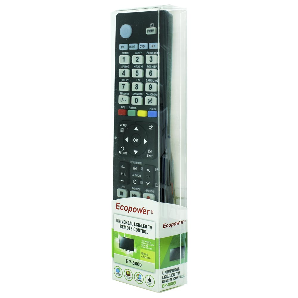 CONTROLE REMOTO ECOPOWER EP-8609 UNIVERSAL PRETO