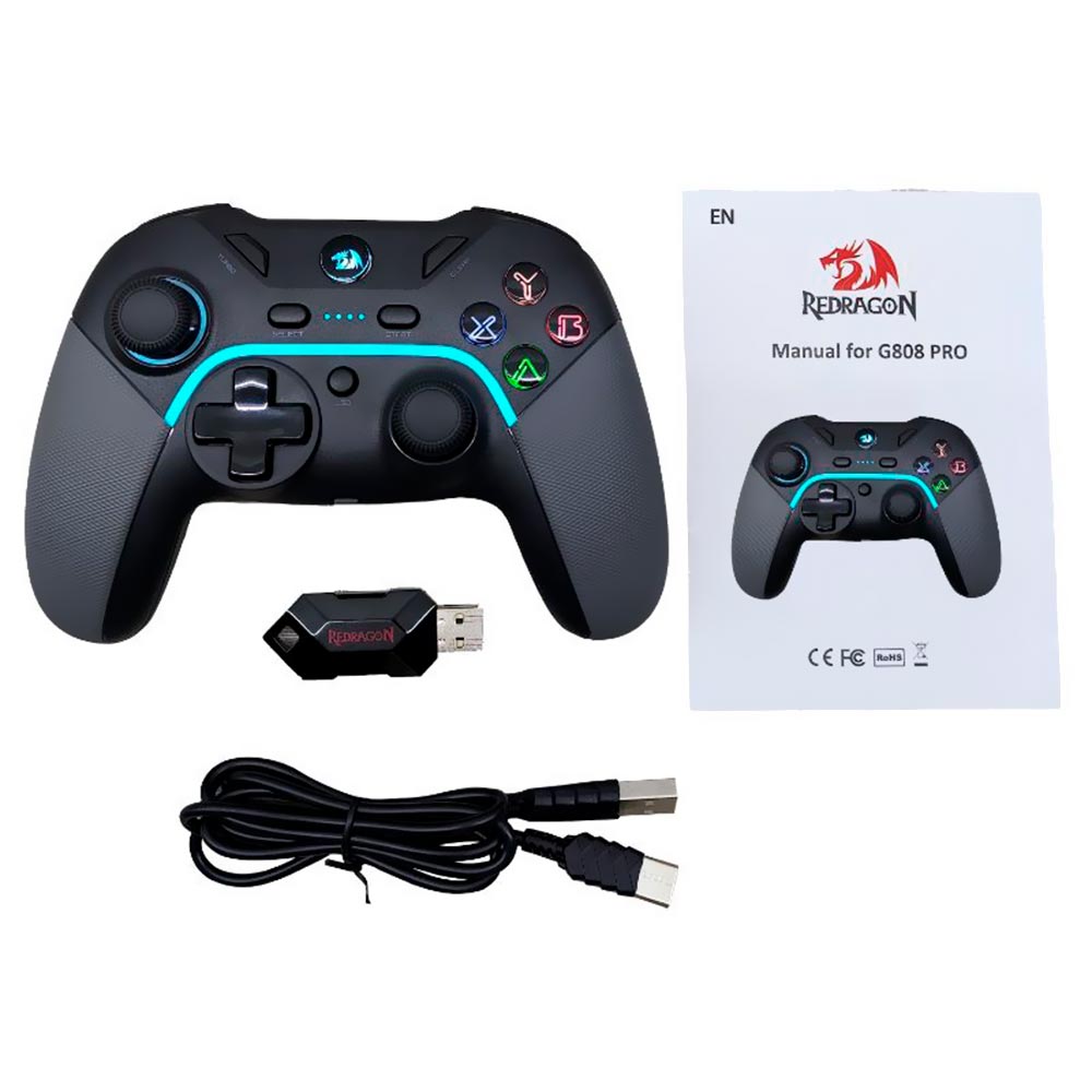 Controle Redragon G808 Pro para PS3 / PC / Android / Wireless - Preto