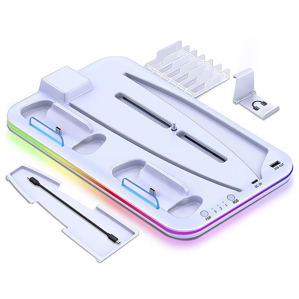 Suporte de Refrigeração com Estação de Carga STK-501 para PS5 / RGB - Branco