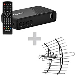 Conversor Digital Quanta QTCTV1130 / FHD - Preto + Antena BAK BK-ANT184-EX