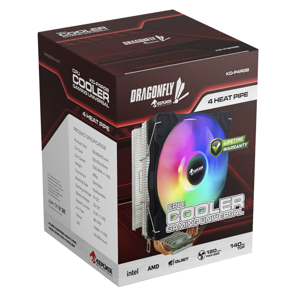 Cooler para Processador Keepdata Dragonfly KD-P4RGB RGB 120MM