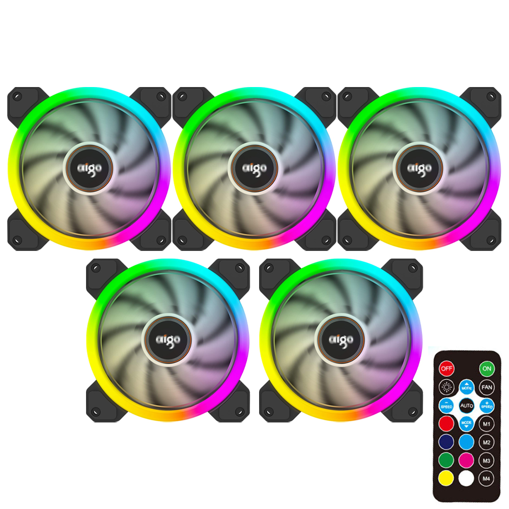 Cooler para Gabinete Aigo DR12 12X12 LED RGB - Kit com 5