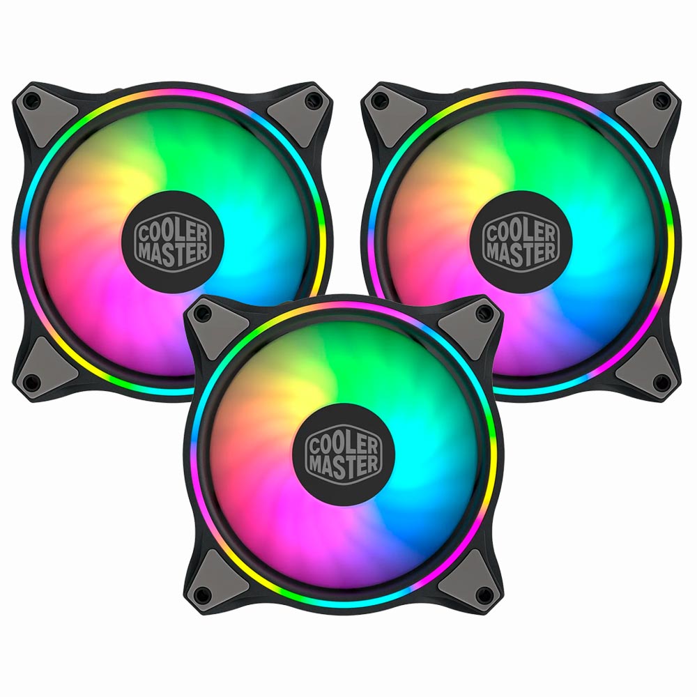 Cooler para Gabinete Cooler Master MasterFan MF120 HALO RGB MFL-B2DN-183PA-R1 - Kit com 3