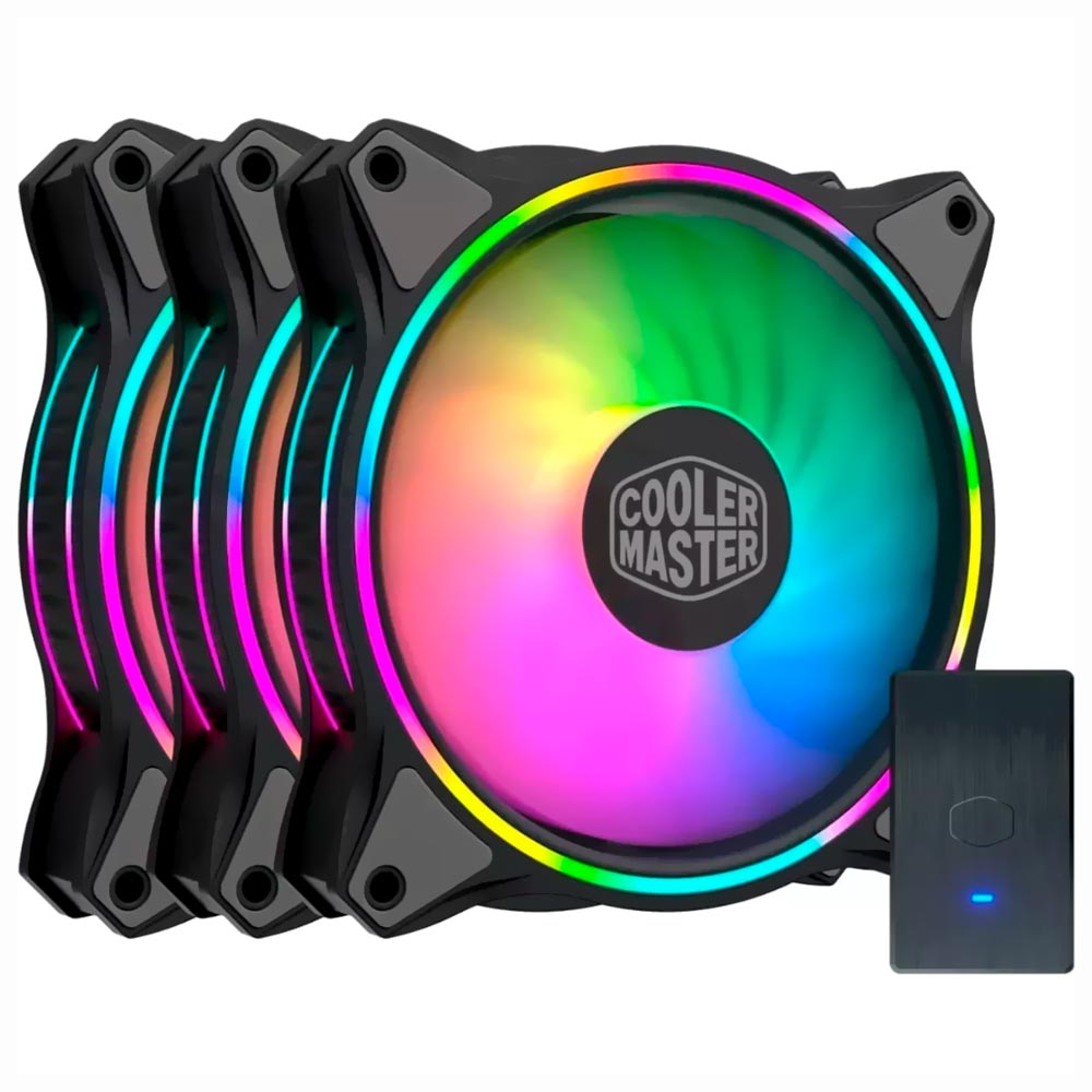 Cooler para Gabinete Cooler Master MasterFan MF120 HALO RGB MFL-B2DN-183PA-R1 - Kit com 3