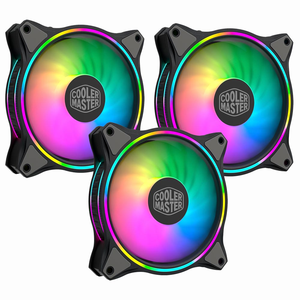 Cooler para Gabinete Cooler Master MasterFan MF120 HALO RGB MFL-B2DN-183PA-R1 - Kit com 3