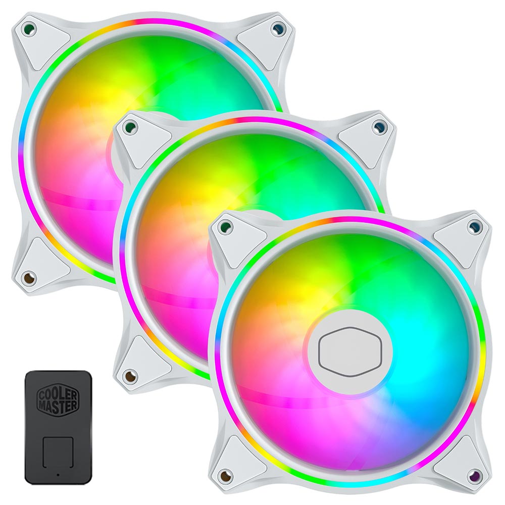 Cooler para Gabinete Cooler Master MasterFan MF120 Halo RGB - MFL-B2DW-183PA-R1 Kit com 3