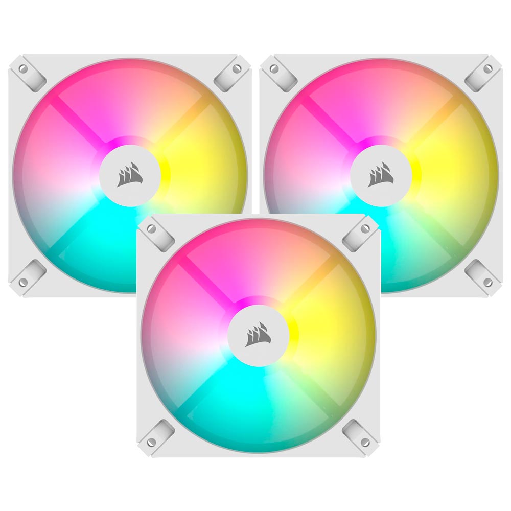 Cooler para Gabinete Corsair AR120 120MM RGB CO-9050169-WW Branco - Kit com 3