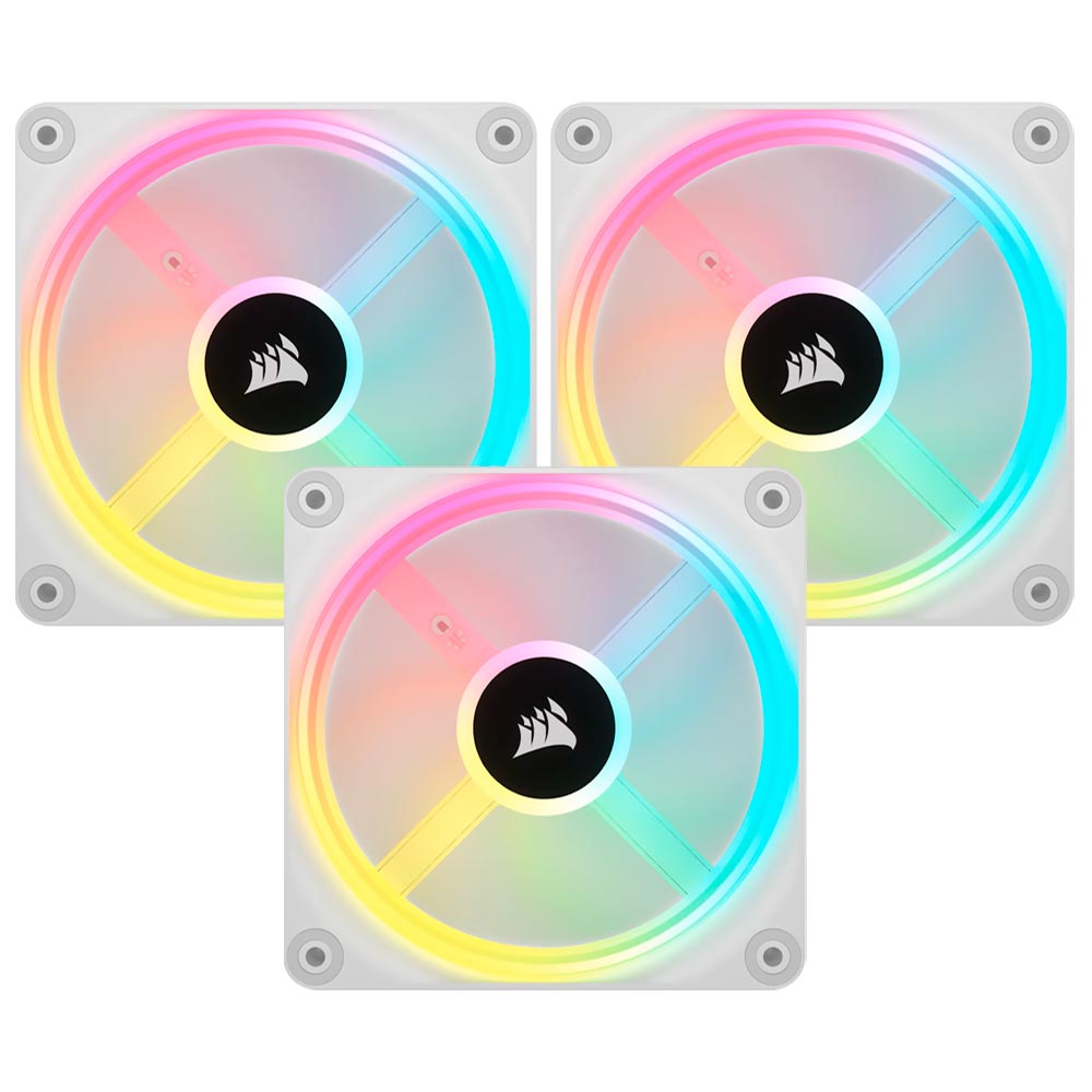 Cooler para Gabinete Corsair QX120 ICUE LINK Starter 120MM RGB CO-9051006-WW Branco - Kit com 3