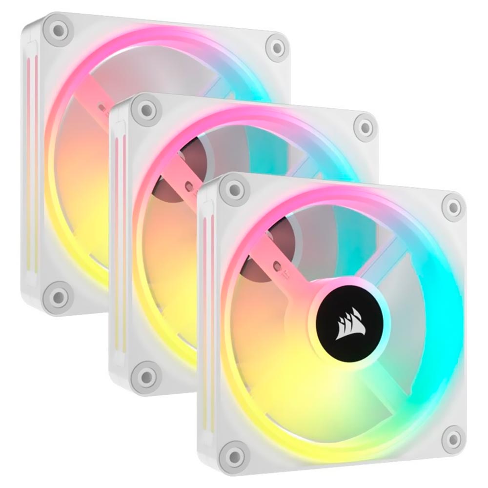 Cooler para Gabinete Corsair QX120 ICUE LINK Starter 120MM RGB CO-9051006-WW Branco - Kit com 3