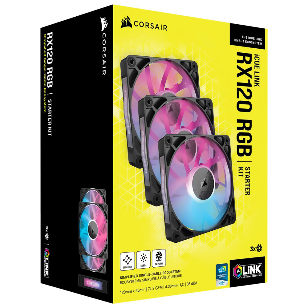 Cooler para Gabinete Corsair RX120 ICUE Link Starter Kit 120MM RGB