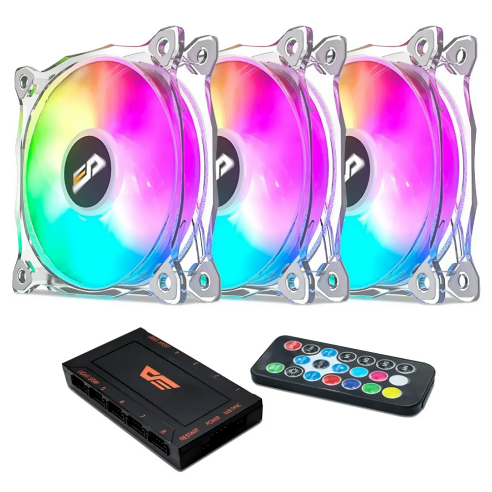 Cooler para Gabinete darkFlash CF8 Pro 12x12 LED ARGB - Kit com 3  