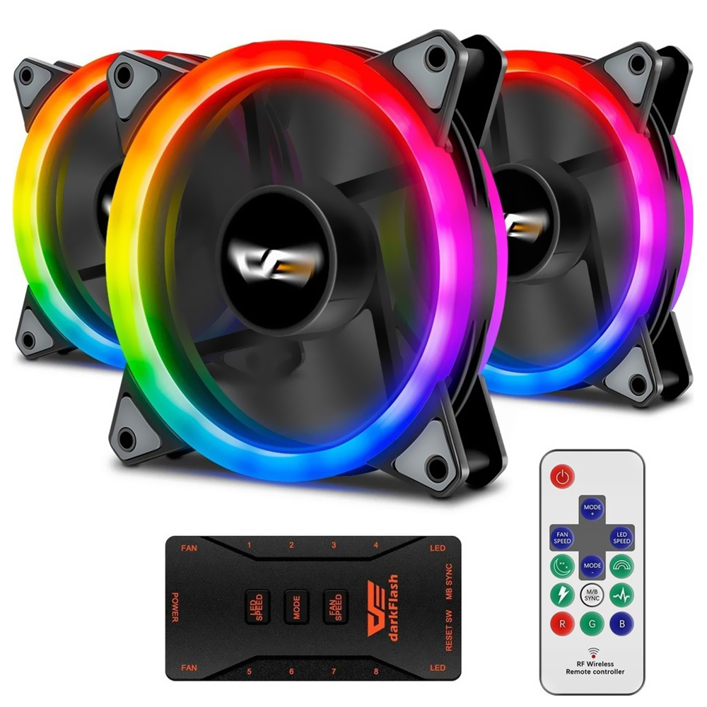 Cooler para Gabinete darkFlash CS140 LED RGB Kit com 3 
