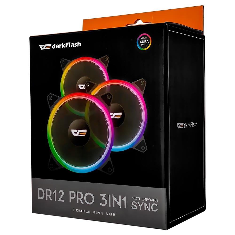 Cooler para Gabinete darkFlash DR12 Pro 12X12 LED RGB - Kit com 3