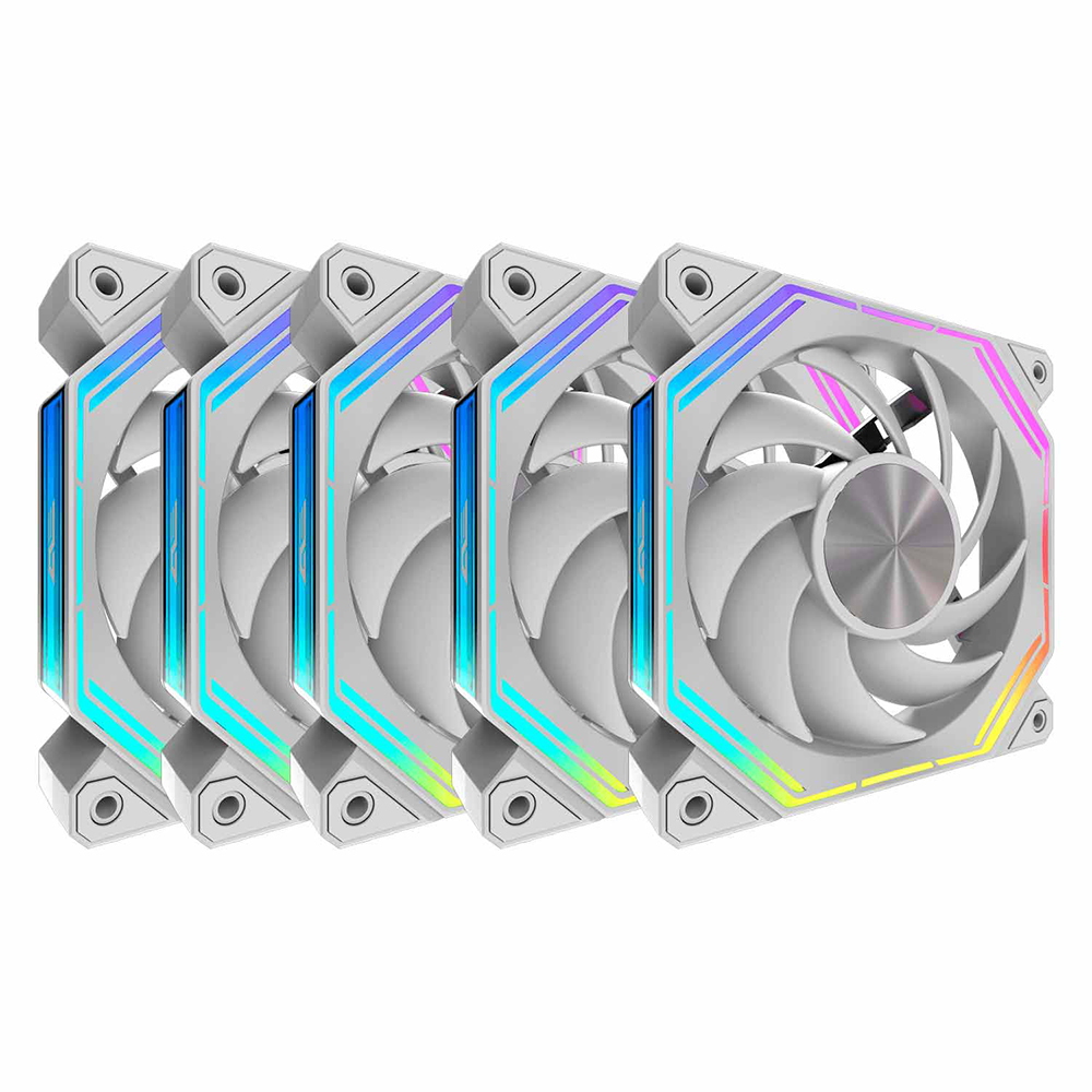 Cooler para Gabinete darkFlash IFN34 PWM 12X12 ARGB Branco - Kit com 5