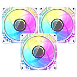 Cooler para Gabinete darkFlash INF24T PWM 12X12 ARGB Branco - Kit com 3