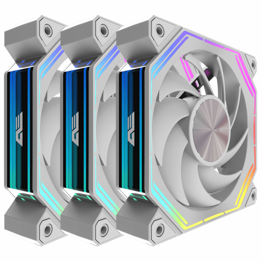 Cooler para Gabinete darkFlash INF34 PWM 12X12 ARGB Branco - Kit com 3