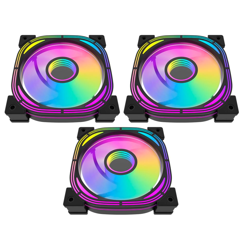 Cooler para Gabinete darkFlash Infinity 24 Pro 12X12 ARGB Preto - Kit com 3