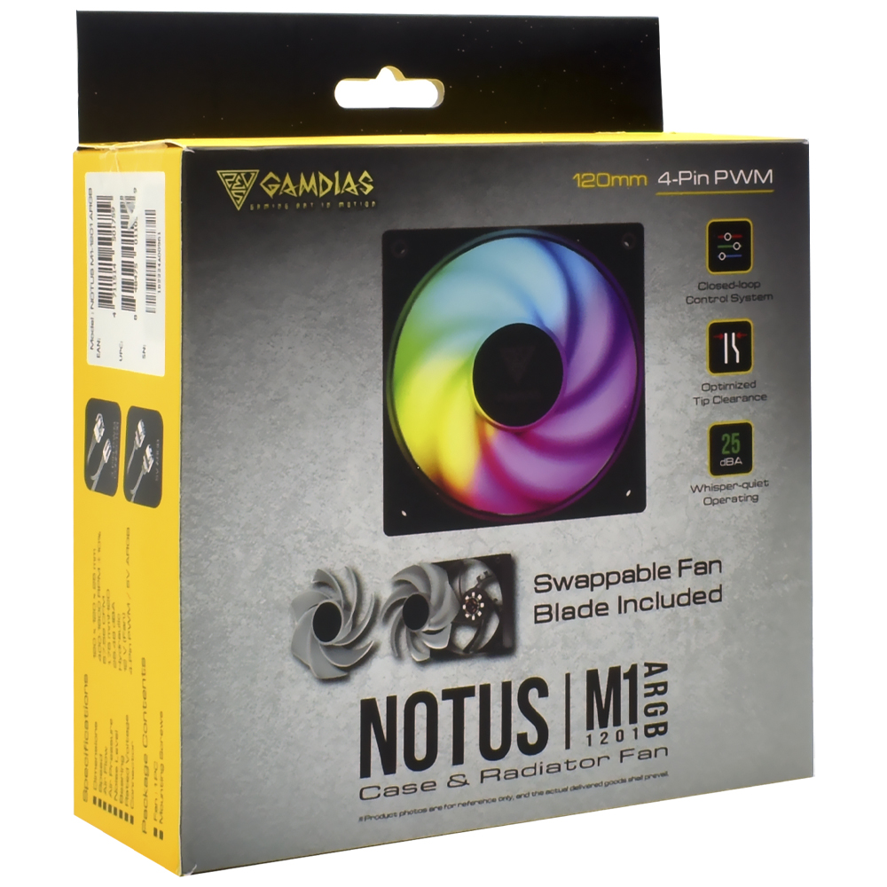 Cooler para Gabinete Gamdias Notus PWM 12X12 ARGB - Preto (M1-1201)