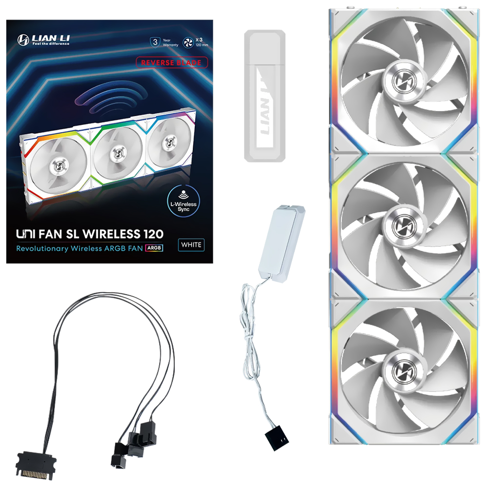 Cooler para Gabinete Lian Li Reverse Blade Wireless 12X12 ARGB 120MM - Branco (12RSL1W3W)