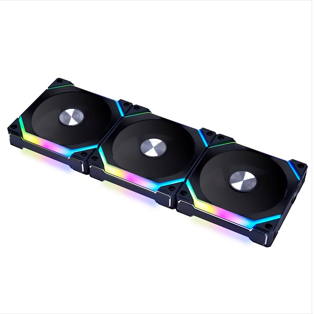 Cooler para Gabinete Lian Li UF-SL120-3B 12x12 LED RGB Preto - Kit com 3